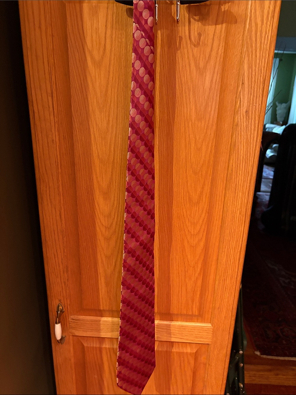 Murano Burgundy and Pink Geometric Silk Tie